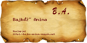 Bajkó Anina névjegykártya